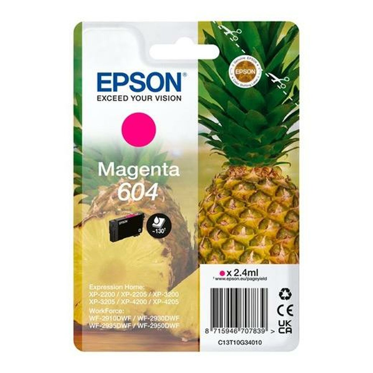 Original Tintenpatrone Epson XP-2200 WF-2910DWF Schwarz Magenta (10 Stück)