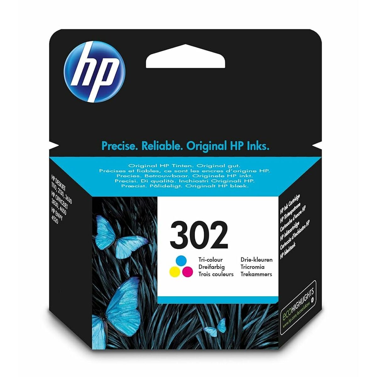 Original Tintenpatrone HP Officejet 3830 All-in-One Nº 302 Dreifarbig (60 Stück)