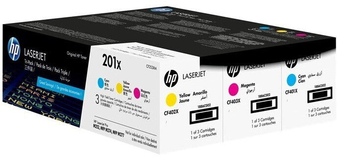 HP 201X Original Toner 3er-Pack – Cyan, Magenta, Gelb | CF253XM