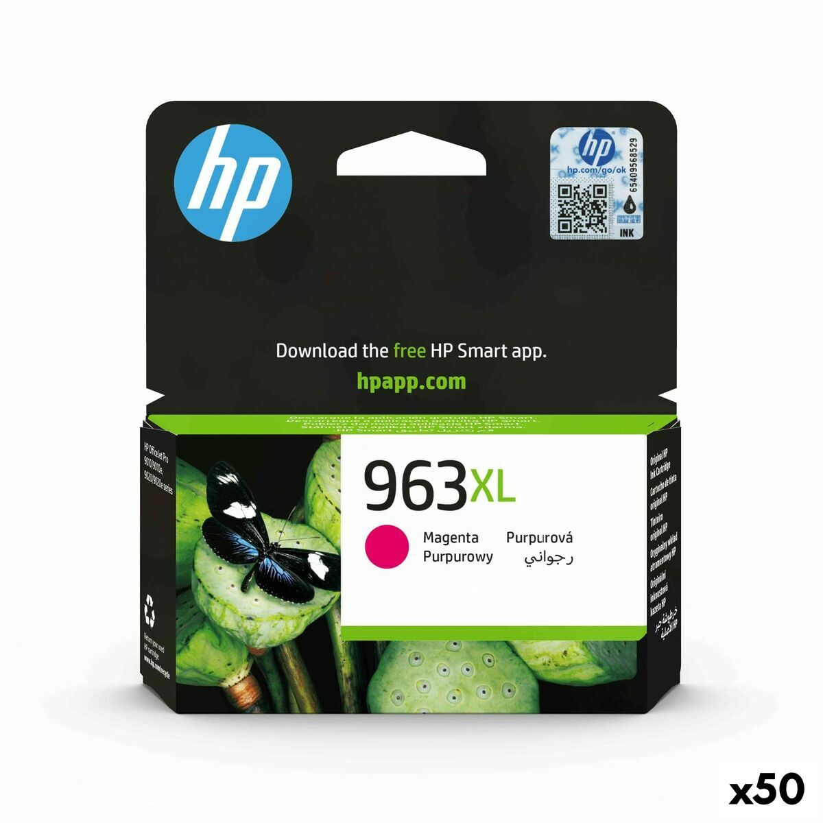 Original Tintenpatrone HP OfficeJet Pro 9010,9012,9014,9015,9016,9019,9020,9022,9025 - Nº 963XL Magenta (50 Stück)